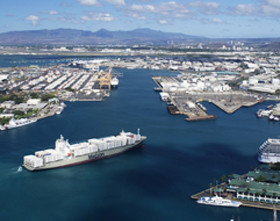 Matson containership entering port of Honolulu.