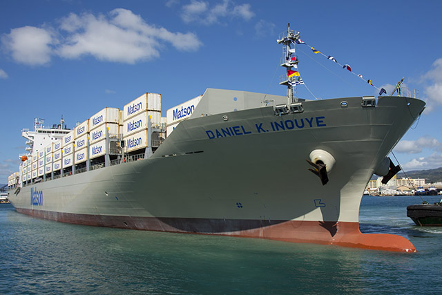 DKI loaded with containers arriving Honolulu