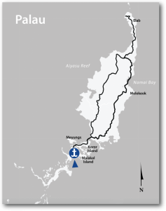 Map showing Matson location at port of Palau