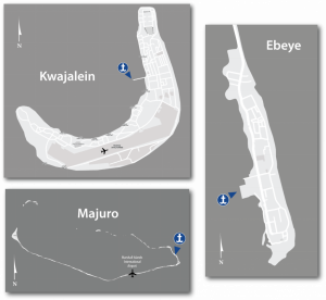 Map showing Matson port locations in Majuro, Ebeye, Kwajelein